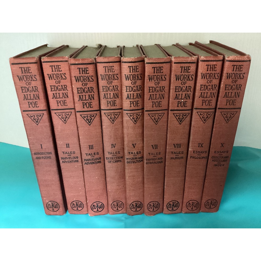The Works of Edgar Allan Poe 1904 Funk & Wagnalls 9 of 10 Volume Set, Antique